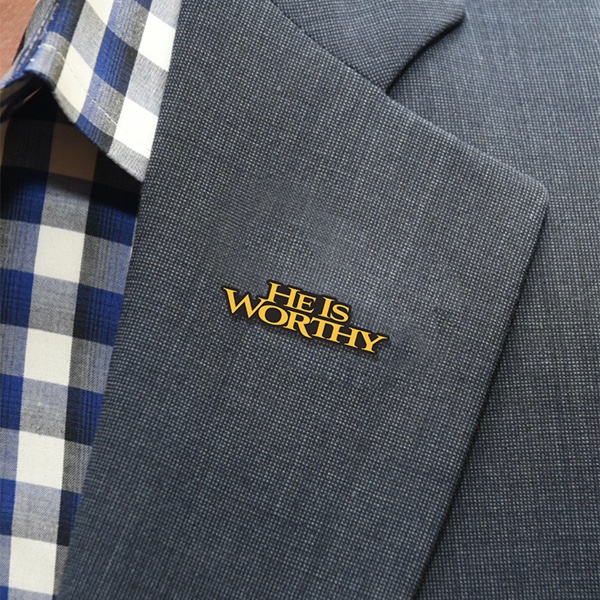 He is Worthy Gold Lapel Pin