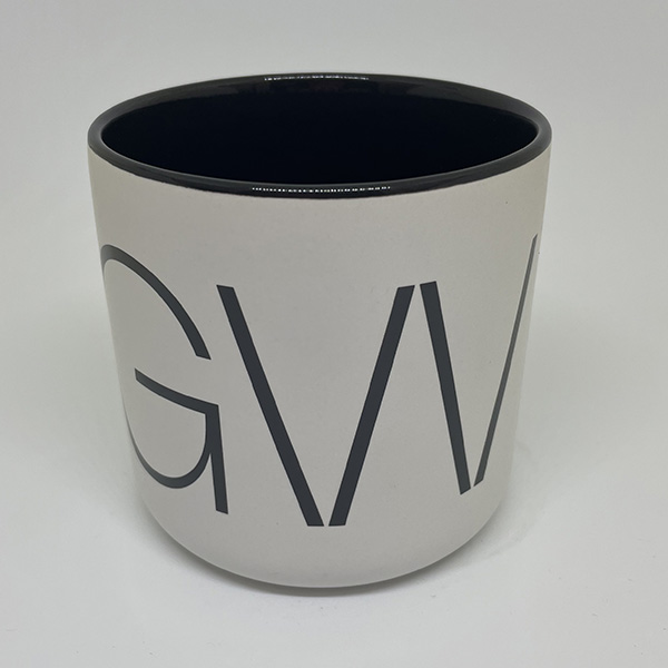 White Mug AGWM Gray Print