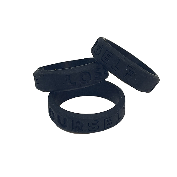 LYS Engraved Silicone Ring Black Small
