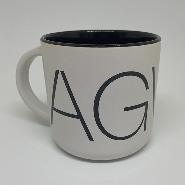 White Mug AGWM Gray Print