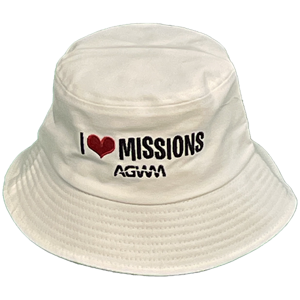 AGWM Bucket Hat I Luv Missions White