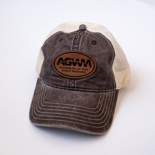 AGWM Cap Mesh Brown Leather Patch