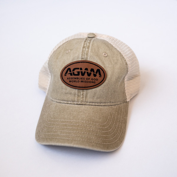 AGWM Cap Mesh Khaki Leather Patch