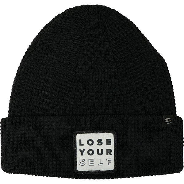 LYS Cuffed Beanie Black with White Patchh