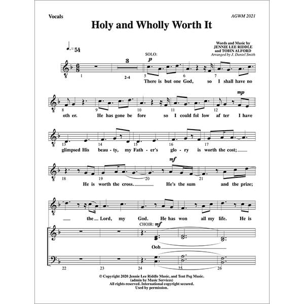 Holy &amp; Wholly Worth It Lead Sheet