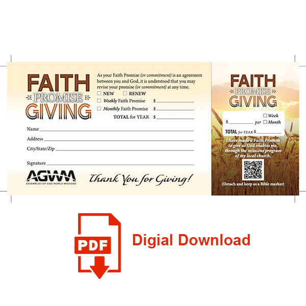 ALL FOR JESUS Faith Promise Card ENGLISH