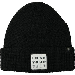 [718552] LYS Cuffed Beanie Black with White Patchh